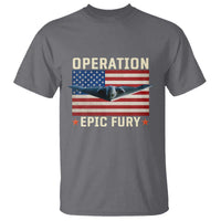 Operation Epic Fury Stealth Bomber American Flag T Shirt Powerful B2 Spirit USA Military Pride