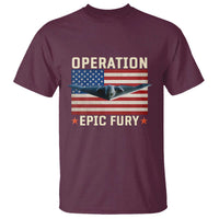 Operation Epic Fury Stealth Bomber American Flag T Shirt Powerful B2 Spirit USA Military Pride