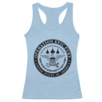 Operation Epic Fury USA Military Seal Racerback Tank Top Patriotic Air Power Aviation Tribute