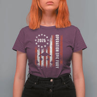 Operation Epic Fury 2026 American Flag Bomber T Shirt For Women B2 Spirit Patriotic Air Dominance