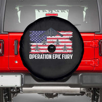 Operation Epic Fury Fighter Jet Formation American Flag Spare Tire Cover B12 Spirit USA Strength and Freedom