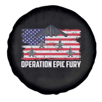Operation Epic Fury Fighter Jet Formation American Flag Spare Tire Cover B12 Spirit USA Strength and Freedom