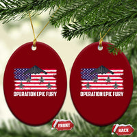 Operation Epic Fury Fighter Jet Formation American Flag Ceramic Ornament B12 Spirit USA Strength and Freedom