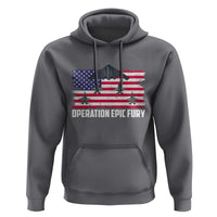 Operation Epic Fury Fighter Jet Formation American Flag Hoodie B12 Spirit USA Strength and Freedom