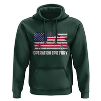 Operation Epic Fury Fighter Jet Formation American Flag Hoodie B12 Spirit USA Strength and Freedom
