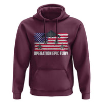 Operation Epic Fury Fighter Jet Formation American Flag Hoodie B12 Spirit USA Strength and Freedom