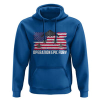 Operation Epic Fury Fighter Jet Formation American Flag Hoodie B12 Spirit USA Strength and Freedom