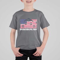 Operation Epic Fury Fighter Jet Formation American Flag T Shirt For Kid B12 Spirit USA Strength and Freedom