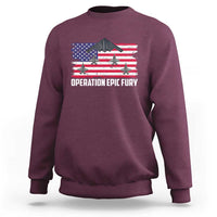 Operation Epic Fury Fighter Jet Formation American Flag Sweatshirt B12 Spirit USA Strength and Freedom