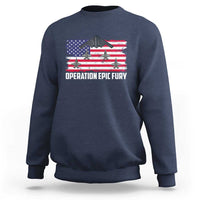 Operation Epic Fury Fighter Jet Formation American Flag Sweatshirt B12 Spirit USA Strength and Freedom