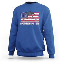 Operation Epic Fury Fighter Jet Formation American Flag Sweatshirt B12 Spirit USA Strength and Freedom