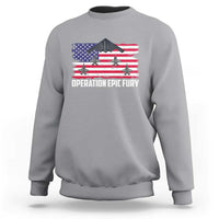 Operation Epic Fury Fighter Jet Formation American Flag Sweatshirt B12 Spirit USA Strength and Freedom