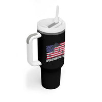 Operation Epic Fury Fighter Jet Formation American Flag Tumbler With Handle B12 Spirit USA Strength and Freedom