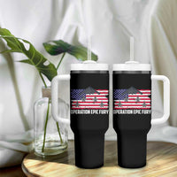 Operation Epic Fury Fighter Jet Formation American Flag Tumbler With Handle B12 Spirit USA Strength and Freedom