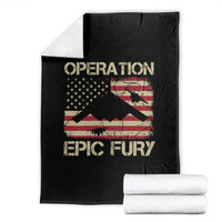 Operation Epic Fury Vintage American Flag Bomber Throw Blanket B2 Spirit Patriotic Strength