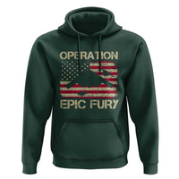 Operation Epic Fury Vintage American Flag Bomber Hoodie B2 Spirit Patriotic Strength