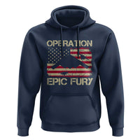Operation Epic Fury Vintage American Flag Bomber Hoodie B2 Spirit Patriotic Strength