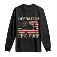 Operation Epic Fury Vintage American Flag Bomber Long Sleeve Shirt B2 Spirit Patriotic Strength