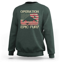 Operation Epic Fury Vintage American Flag Bomber Sweatshirt B2 Spirit Patriotic Strength