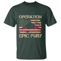 Operation Epic Fury Vintage American Flag Bomber T Shirt B2 Spirit Patriotic Strength