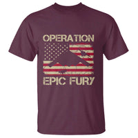 Operation Epic Fury Vintage American Flag Bomber T Shirt B2 Spirit Patriotic Strength