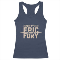 Operation Epic Fury Stealth Bomber Silhouette Racerback Tank Top Patriotic B2 Spirit Aviation Statement