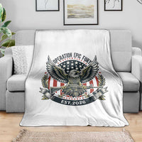 Operation Epic Fury Patriotic Eagle Crest Est 2026 Throw Blanket American Strength Freedom
