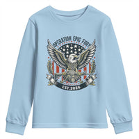 Operation Epic Fury Patriotic Eagle Crest Est 2026 Youth Sweatshirt American Strength Freedom