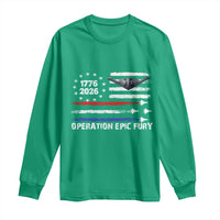 Operation Epic Fury 1776 2026 American Flag Aviation Long Sleeve Shirt Freedom Anniversary Statement