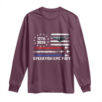 Operation Epic Fury 1776 2026 American Flag Aviation Long Sleeve Shirt Freedom Anniversary Statement