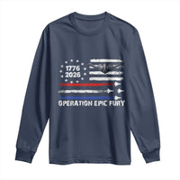 Operation Epic Fury 1776 2026 American Flag Aviation Long Sleeve Shirt Freedom Anniversary Statement