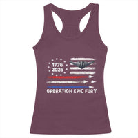 Operation Epic Fury 1776 2026 American Flag Aviation Racerback Tank Top Freedom Anniversary Statement
