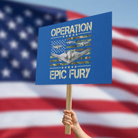 Operation Epic Fury Camo American Flag Protest Sign B12 Spirit Stealth Bomber Formation Patriotic Air Power
