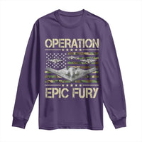 Operation Epic Fury Camo American Flag Long Sleeve Shirt B12 Spirit Stealth Bomber Formation Patriotic Air Power