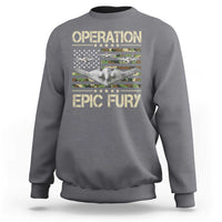 Operation Epic Fury Camo American Flag Sweatshirt B12 Spirit Stealth Bomber Formation Patriotic Air Power