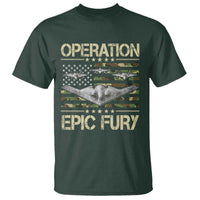 Operation Epic Fury Camo American Flag T Shirt B12 Spirit Stealth Bomber Formation Patriotic Air Power