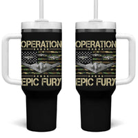 Operation Epic Fury Camo American Flag Tumbler With Handle B12 Spirit Stealth Bomber Formation Patriotic Air Power