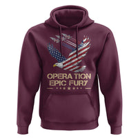 Operation Epic Fury American Eagle Flag Hoodie Jet Flyover USA Freedom