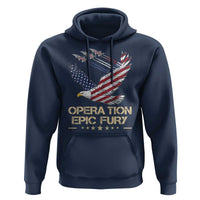 Operation Epic Fury American Eagle Flag Hoodie Jet Flyover USA Freedom