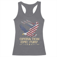 Operation Epic Fury American Eagle Flag Racerback Tank Top Jet Flyover USA Freedom