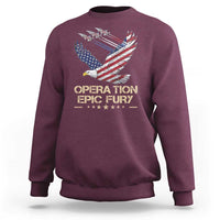 Operation Epic Fury American Eagle Flag Sweatshirt Jet Flyover USA Freedom