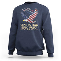 Operation Epic Fury American Eagle Flag Sweatshirt Jet Flyover USA Freedom