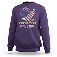 Operation Epic Fury American Eagle Flag Sweatshirt Jet Flyover USA Freedom