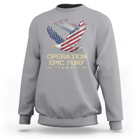 Operation Epic Fury American Eagle Flag Sweatshirt Jet Flyover USA Freedom
