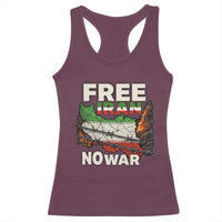 Free Iran No War Protest Graphic Racerback Tank Top Barbed Wire Freedom Human Rights Solidarity