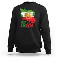 Free Iran Lion And Sun Map Graphic Sweatshirt Persian Heritage Freedom Support