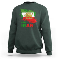 Free Iran Lion And Sun Map Graphic Sweatshirt Persian Heritage Freedom Support