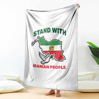 Stand With Iranian People Peace Dove Throw Blanket Iran Map Flag Freedom Human Rights Support