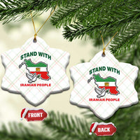Stand With Iranian People Peace Dove Ceramic Ornament Iran Map Flag Freedom Human Rights Support