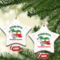 Stand With Iranian People Peace Dove Ceramic Ornament Iran Map Flag Freedom Human Rights Support